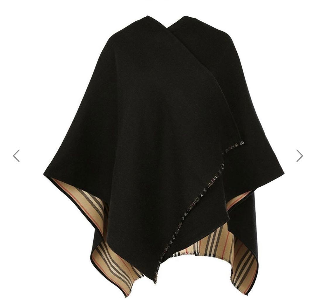 バーバリー　ウール　ストライプケープ　ポンチョ