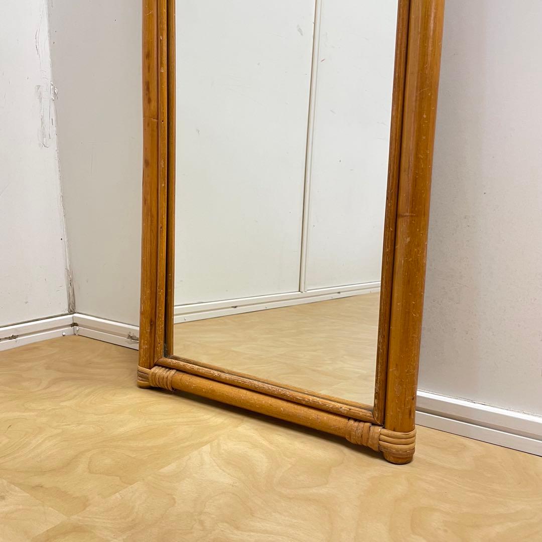 Hoshi 籐 ラタン アーチ型ミラー 鏡 壁掛け 姿見 ビンテージ