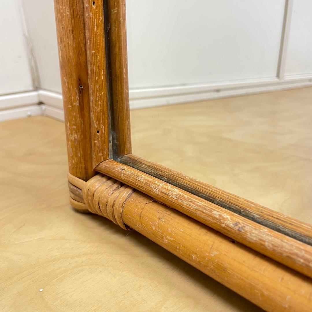 Hoshi 籐 ラタン アーチ型ミラー 鏡 壁掛け 姿見 ビンテージ