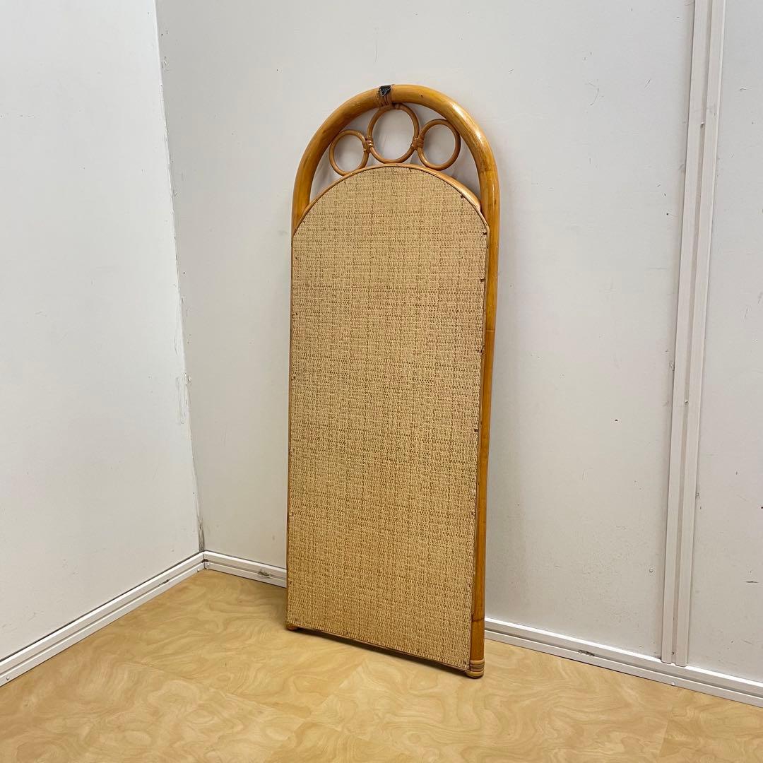 Hoshi 籐 ラタン アーチ型ミラー 鏡 壁掛け 姿見 ビンテージ