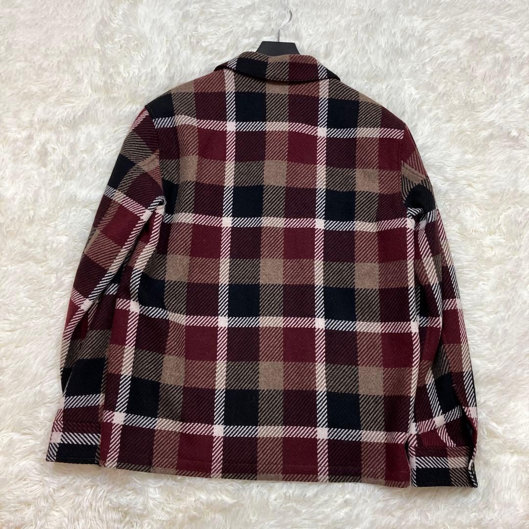 未使用級 ブラックレーベルクレストブリッジ ウールコート チェック柄 赤 M