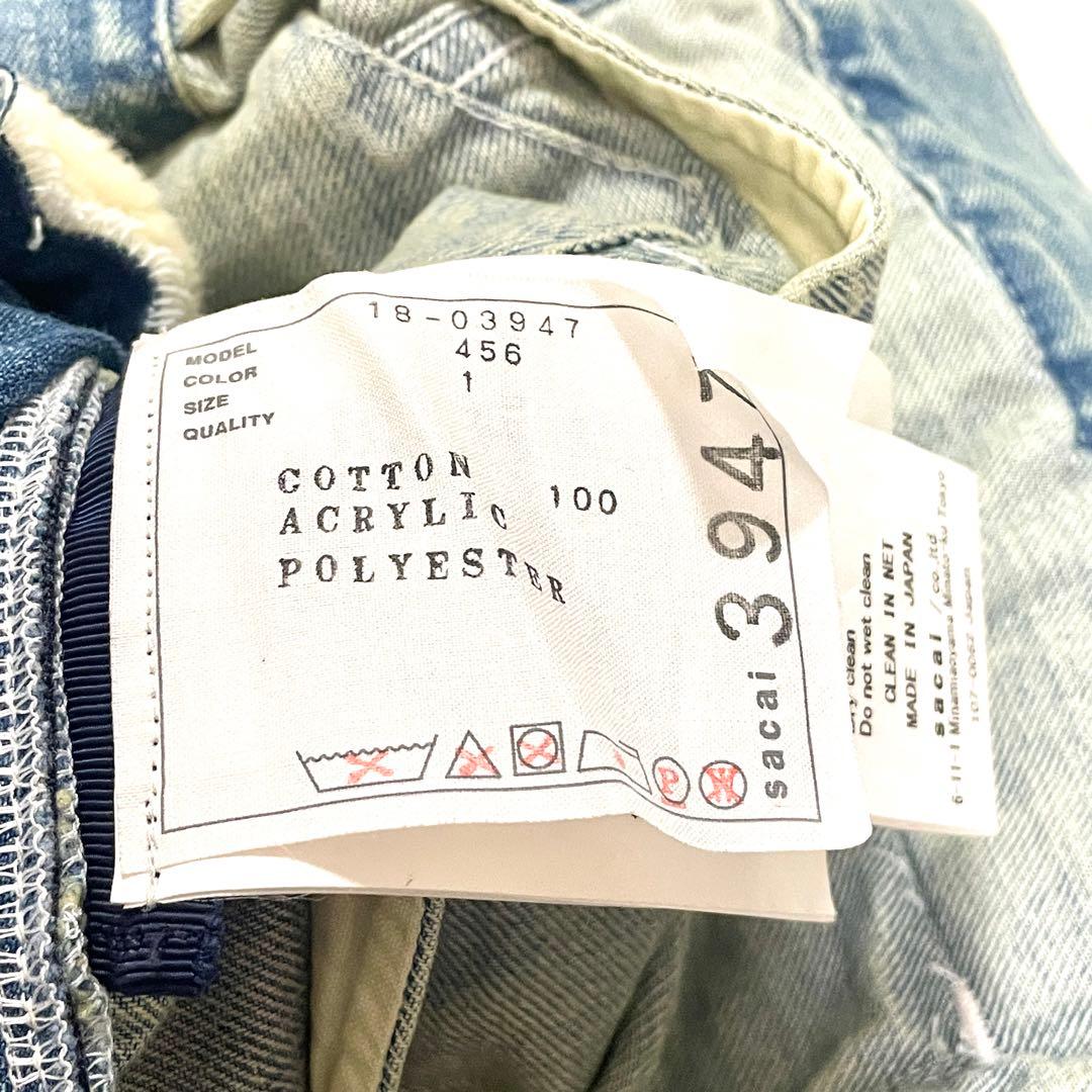 美品　sacai サカイ サイドジップ ボア付き デニムジャケット gジャン　M