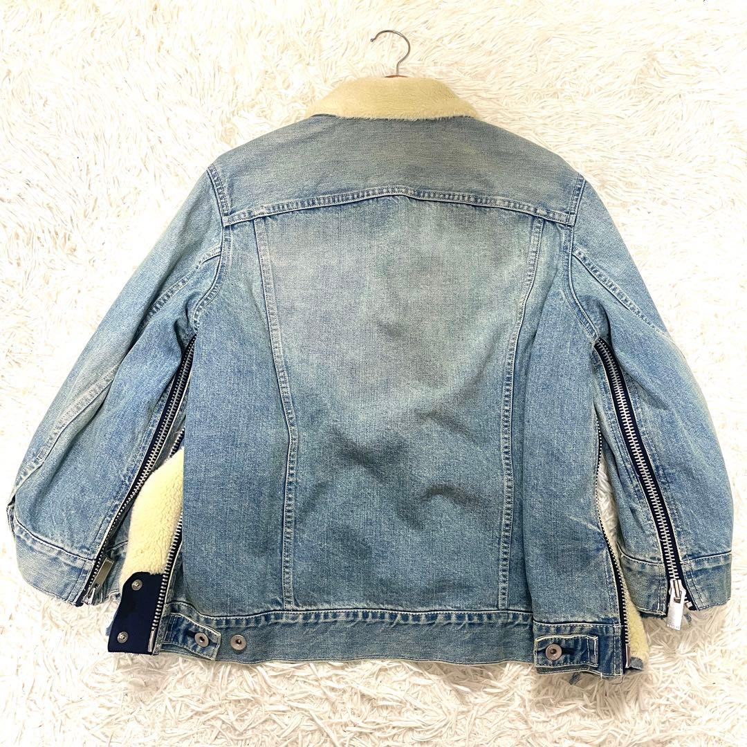 美品　sacai サカイ サイドジップ ボア付き デニムジャケット gジャン　M