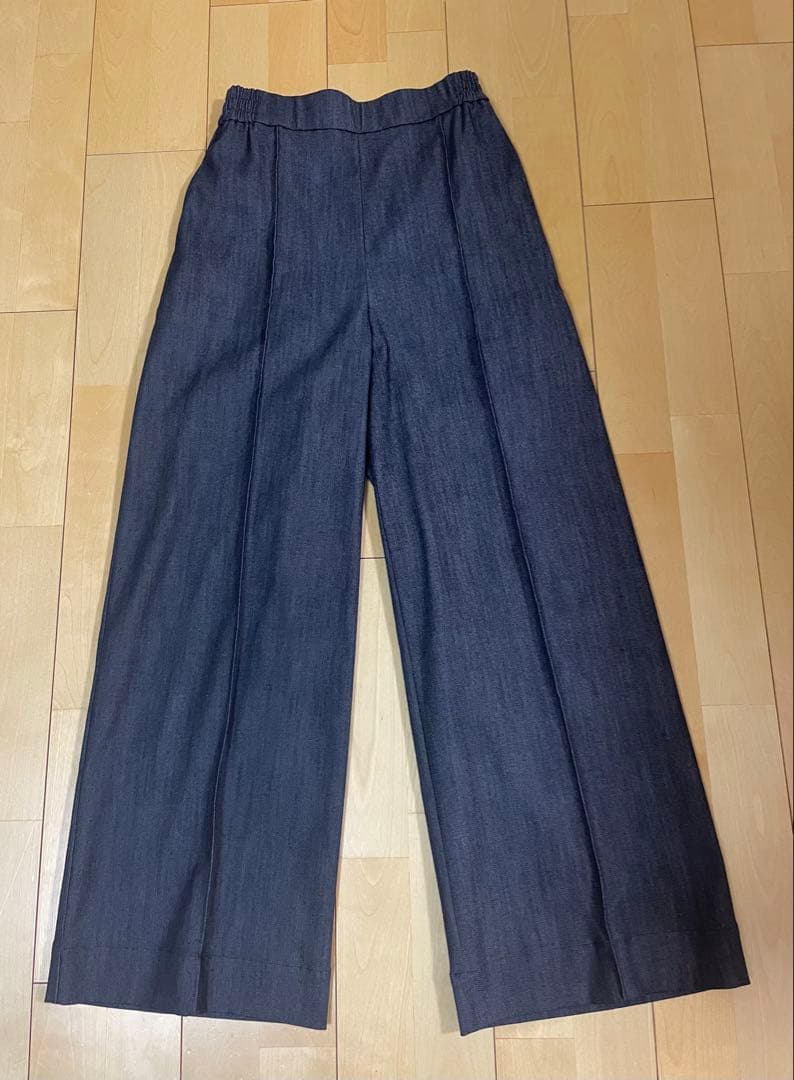 【値下げ】yori 未使用　マリンデニム風ワイドパンツ　インディゴ 36