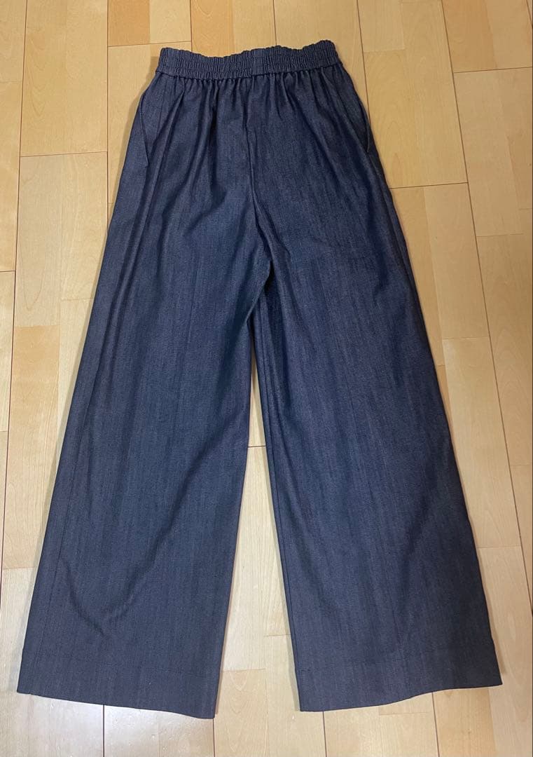 【値下げ】yori 未使用　マリンデニム風ワイドパンツ　インディゴ 36