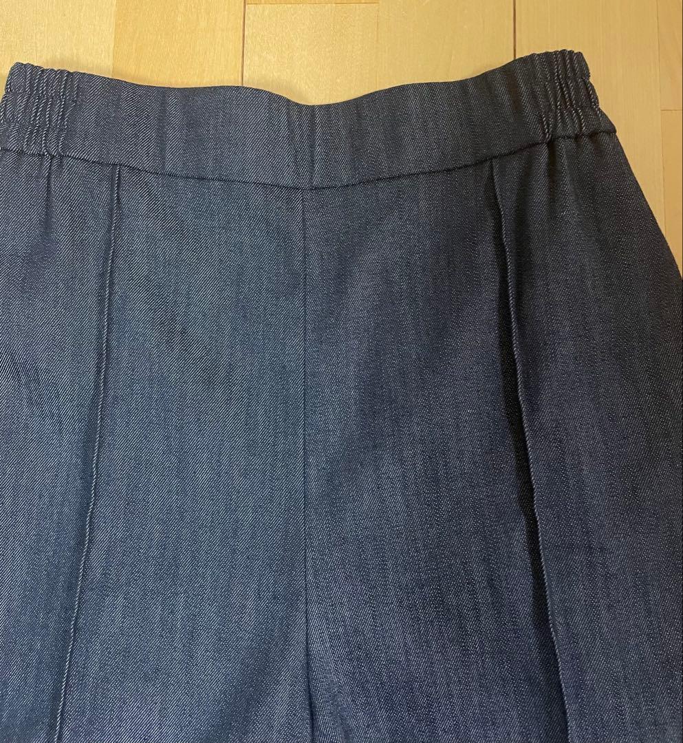 【値下げ】yori 未使用　マリンデニム風ワイドパンツ　インディゴ 36