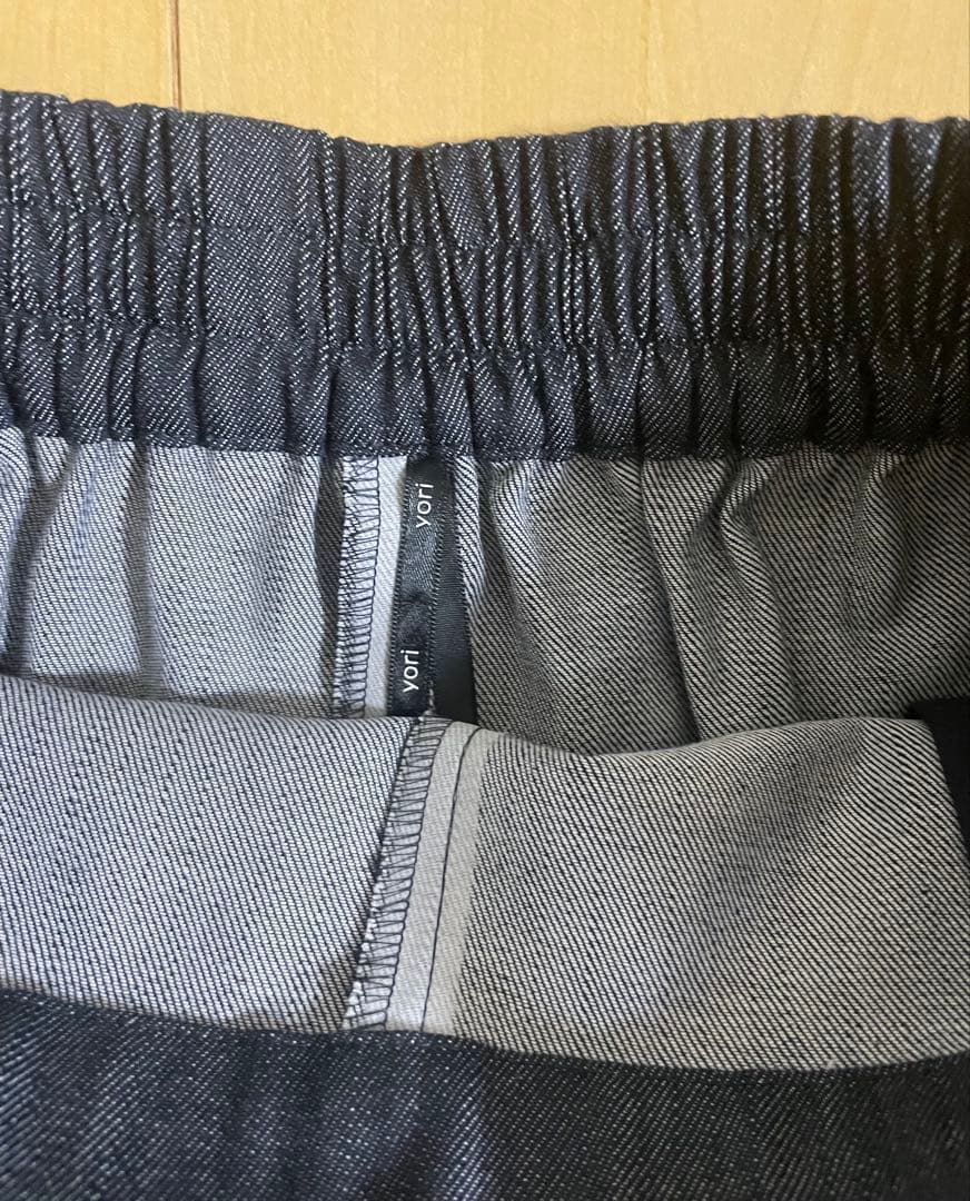 【値下げ】yori 未使用　マリンデニム風ワイドパンツ　インディゴ 36