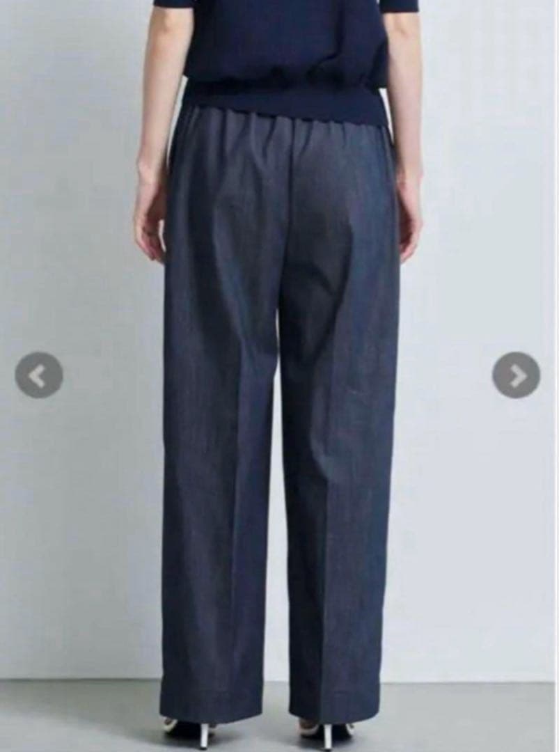 【値下げ】yori 未使用　マリンデニム風ワイドパンツ　インディゴ 36