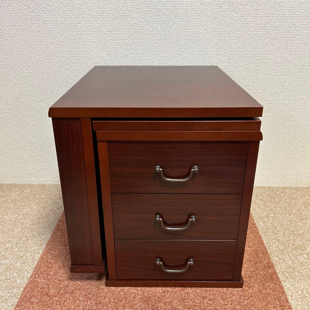 文机 折りたたみ式 三段引き出し アンティーク