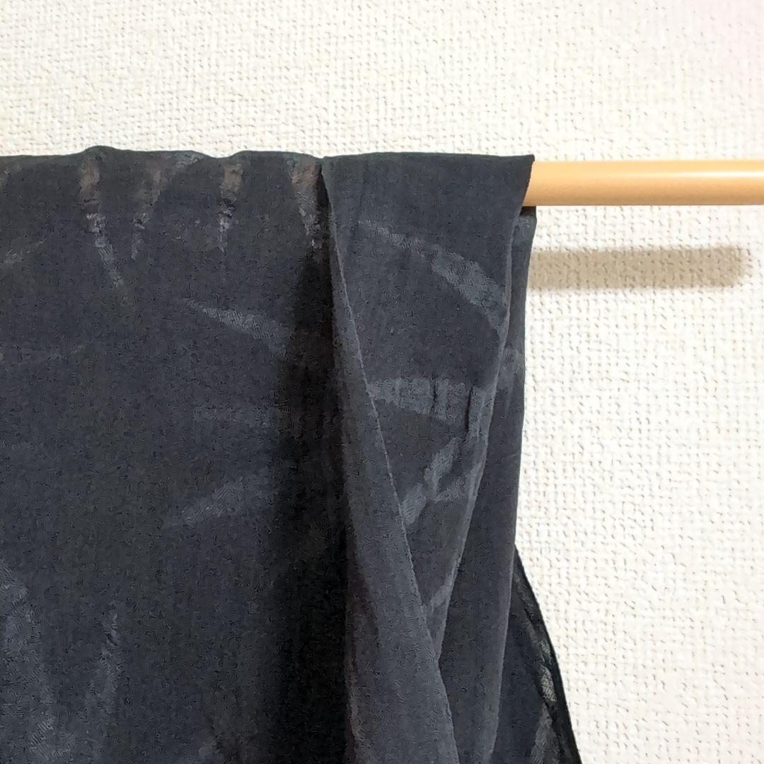 【三花】本麻　洗える長襦袢　黒　カラー襦袢　リサイクル　h1