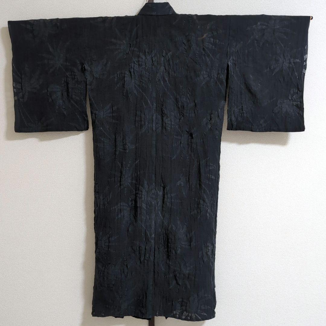 【三花】本麻　洗える長襦袢　黒　カラー襦袢　リサイクル　h1