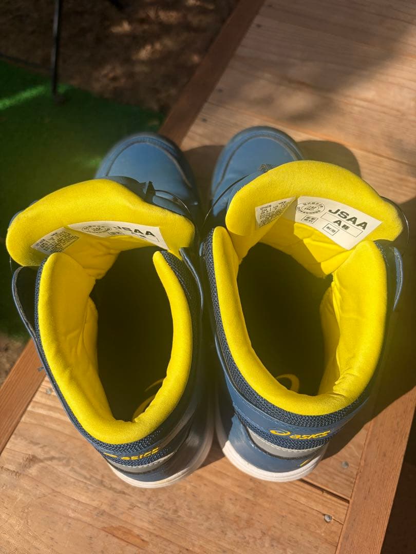 asics BOAシステム ハイカット安全靴 マコブルー×ブライトイエロー