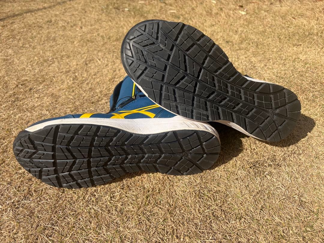 asics BOAシステム ハイカット安全靴 マコブルー×ブライトイエロー