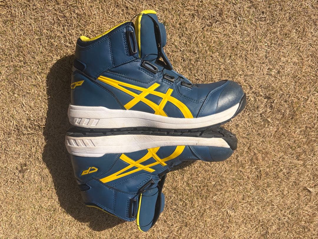 asics BOAシステム ハイカット安全靴 マコブルー×ブライトイエロー