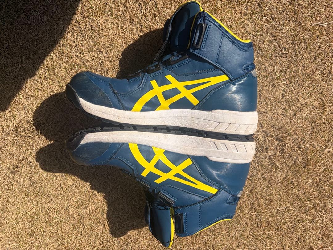 asics BOAシステム ハイカット安全靴 マコブルー×ブライトイエロー