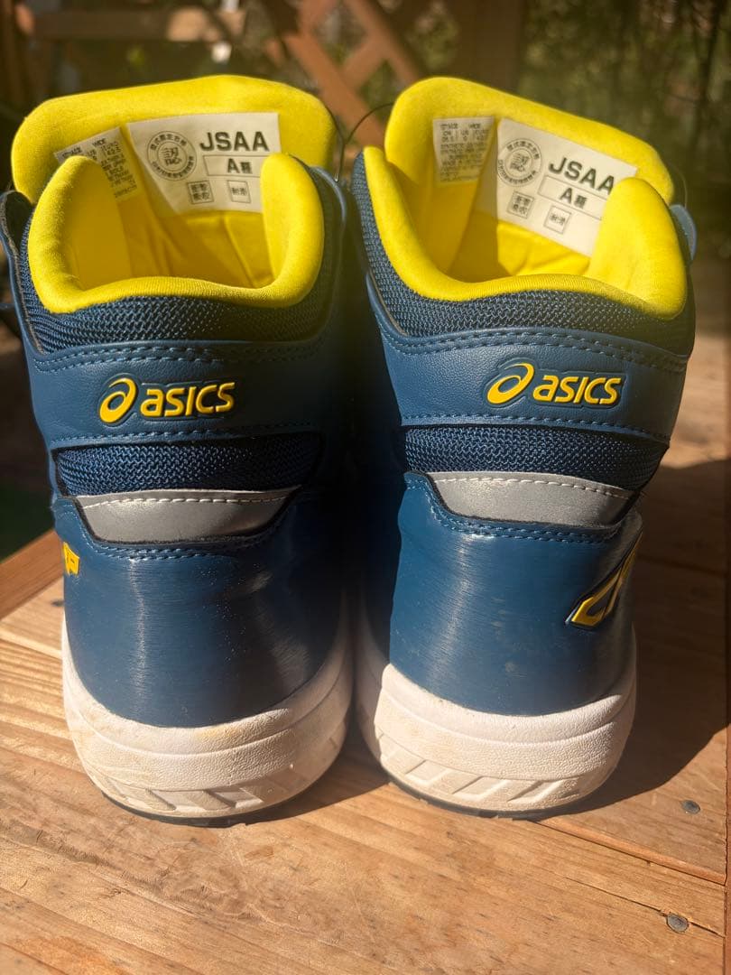 asics BOAシステム ハイカット安全靴 マコブルー×ブライトイエロー