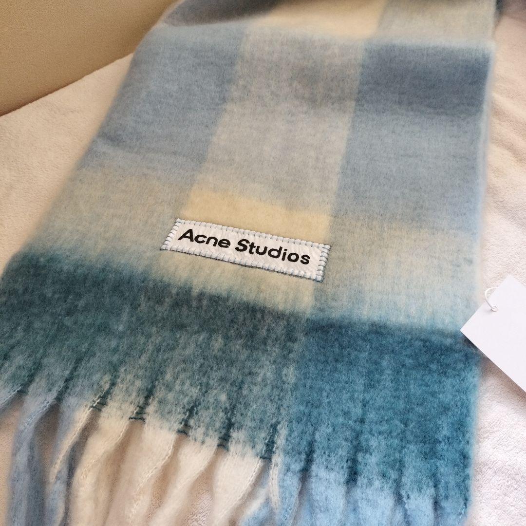 ラスト1点　ブルー　Acne Studios モヘアチェックスカーフ　マフラー