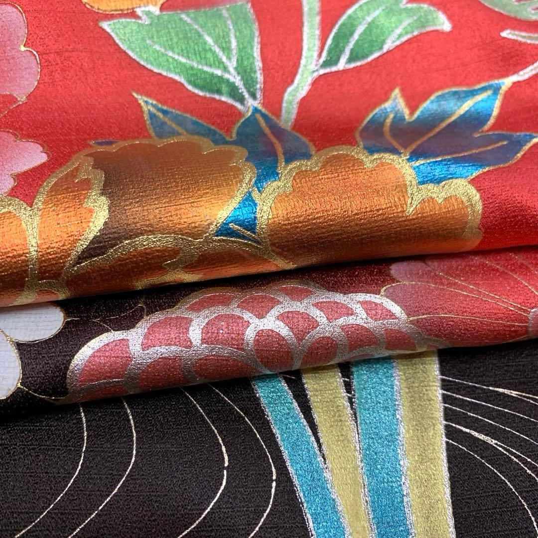 【売切値下げ】509zu9.510u4○振袖 牡丹 菊 橘 梅 赤系○状態良好