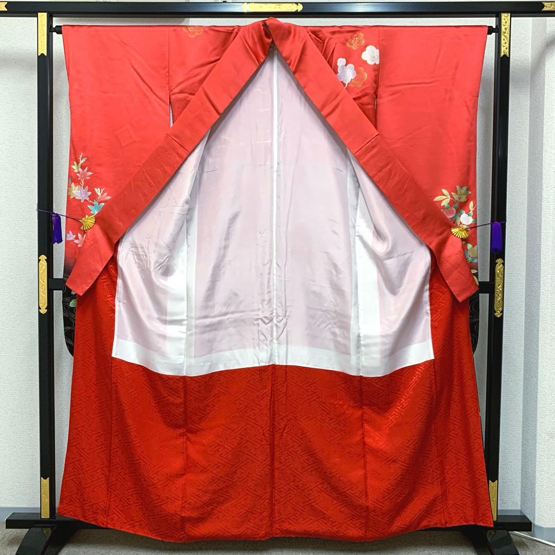 【売切値下げ】509zu9.510u4○振袖 牡丹 菊 橘 梅 赤系○状態良好