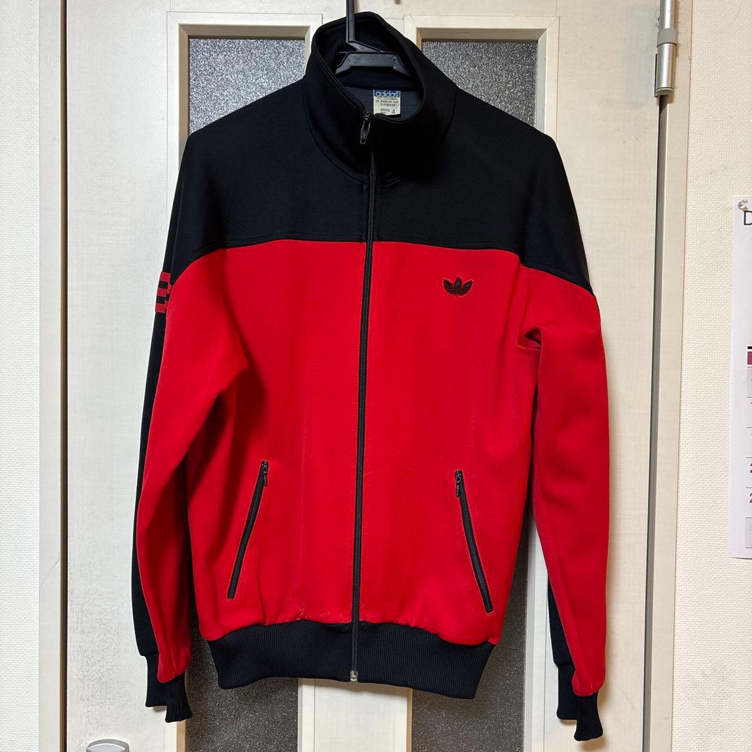 adidas ジッパージャージ 赤黒 サイズ4