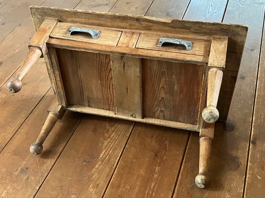 b*p様 文机 引き出し(2杯付き) アンティーク ろくろ足 ちゃぶ台 古家具