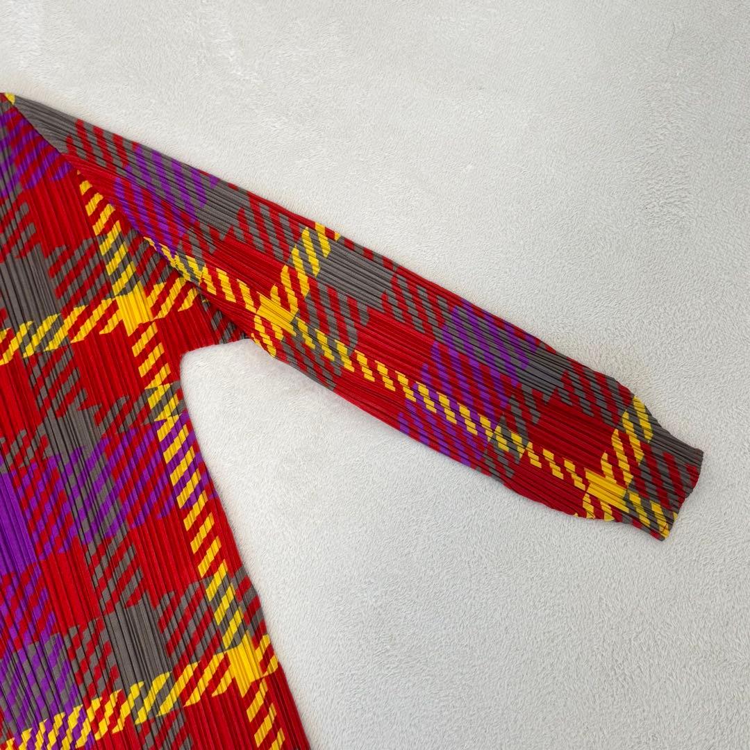 極美品✨PLEATS PLEASE プリーツ　チェック柄　長袖　トップス