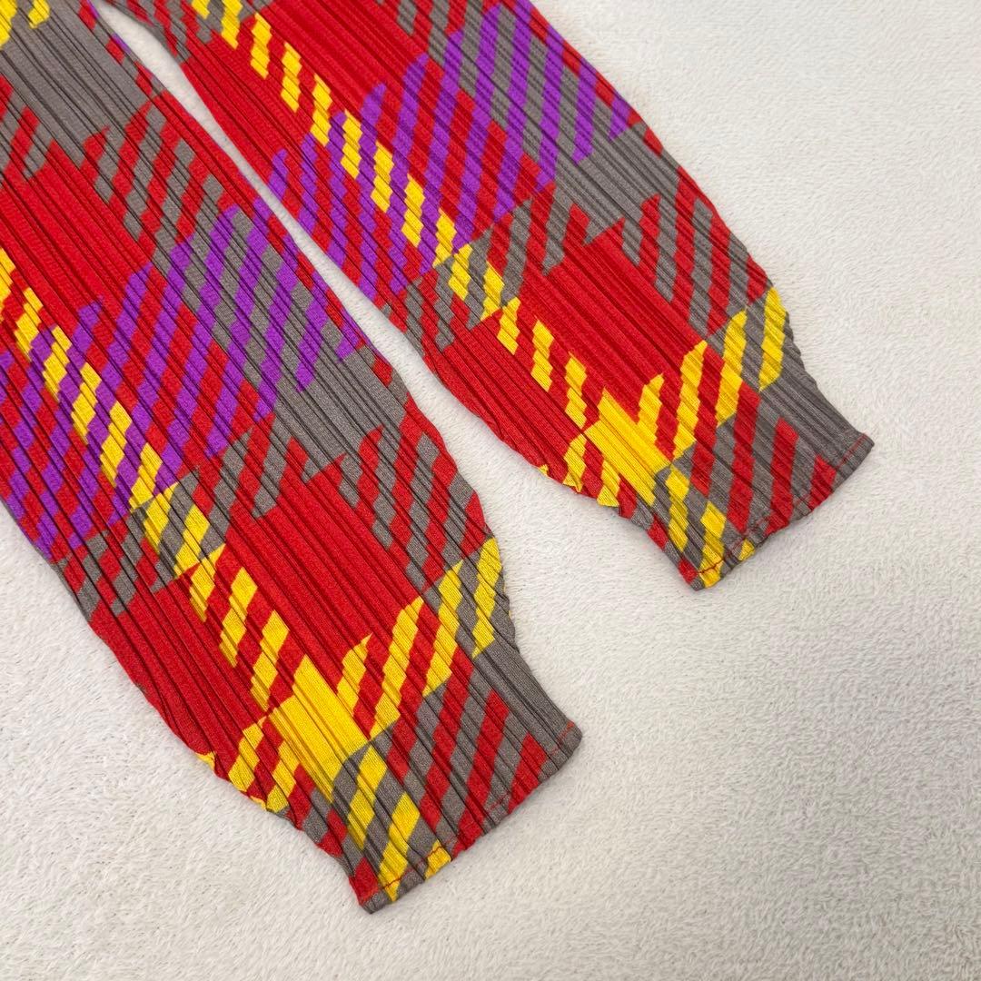 極美品✨PLEATS PLEASE プリーツ　チェック柄　長袖　トップス