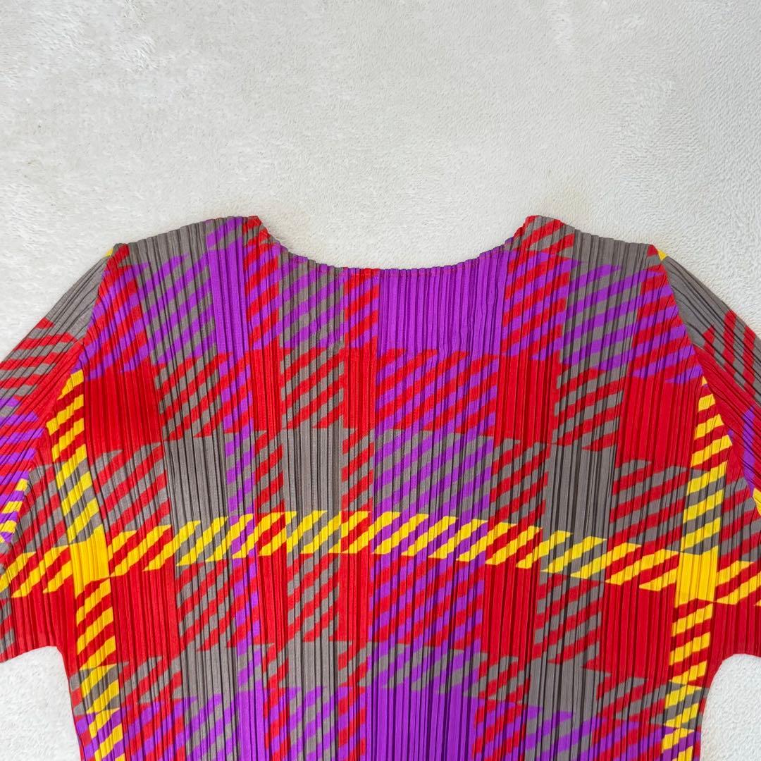 極美品✨PLEATS PLEASE プリーツ　チェック柄　長袖　トップス