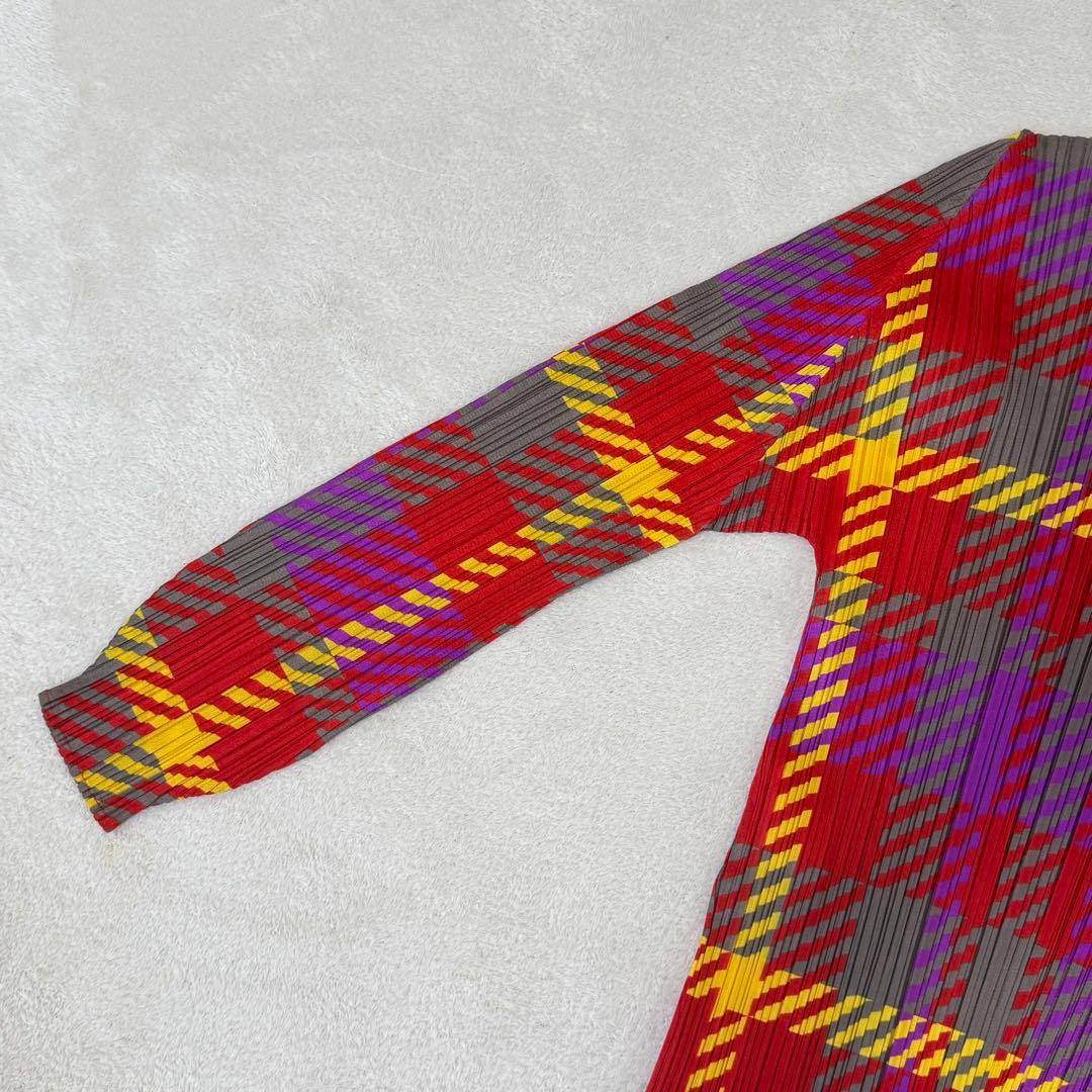 極美品✨PLEATS PLEASE プリーツ　チェック柄　長袖　トップス