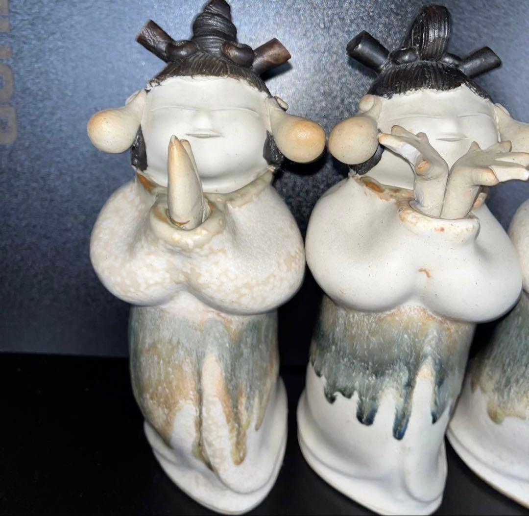 砥部焼 青芳人形 念ずれば花ひらく 森元青芳 伝統工芸品 3体セット