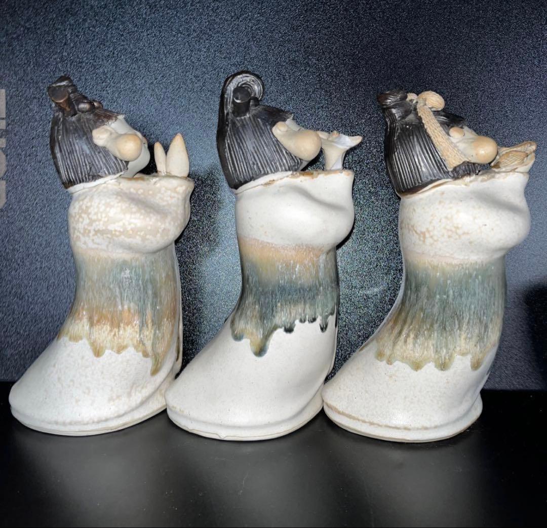 砥部焼 青芳人形 念ずれば花ひらく 森元青芳 伝統工芸品 3体セット