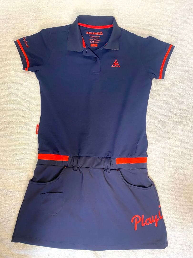 ルコック ゴルフ レディース 半袖ワンピース ネイビー M 吸汗速乾