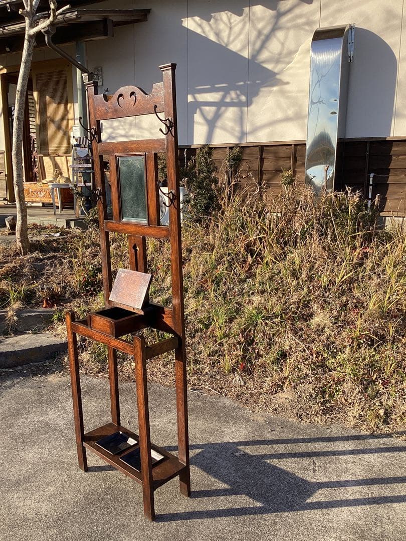 イギリスアンティーク　オーク材　ホールスタンド