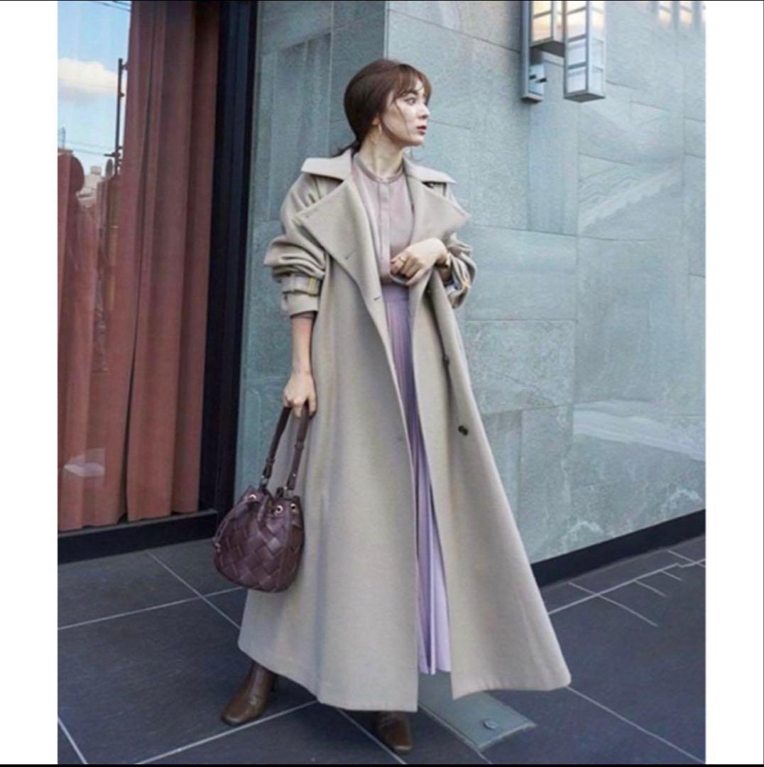 anuans ウールロングトレンチコート