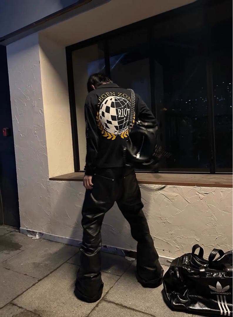 REGEN ZONE y2k opium ロゴ刺繍 長袖ポロシャツ