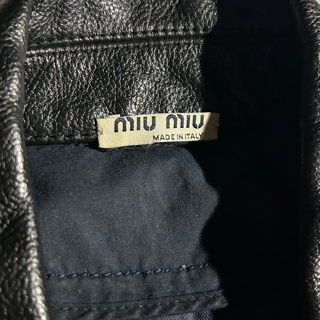 00s ARCHIVE miu miu レザー切替コットンジャケット Y2K