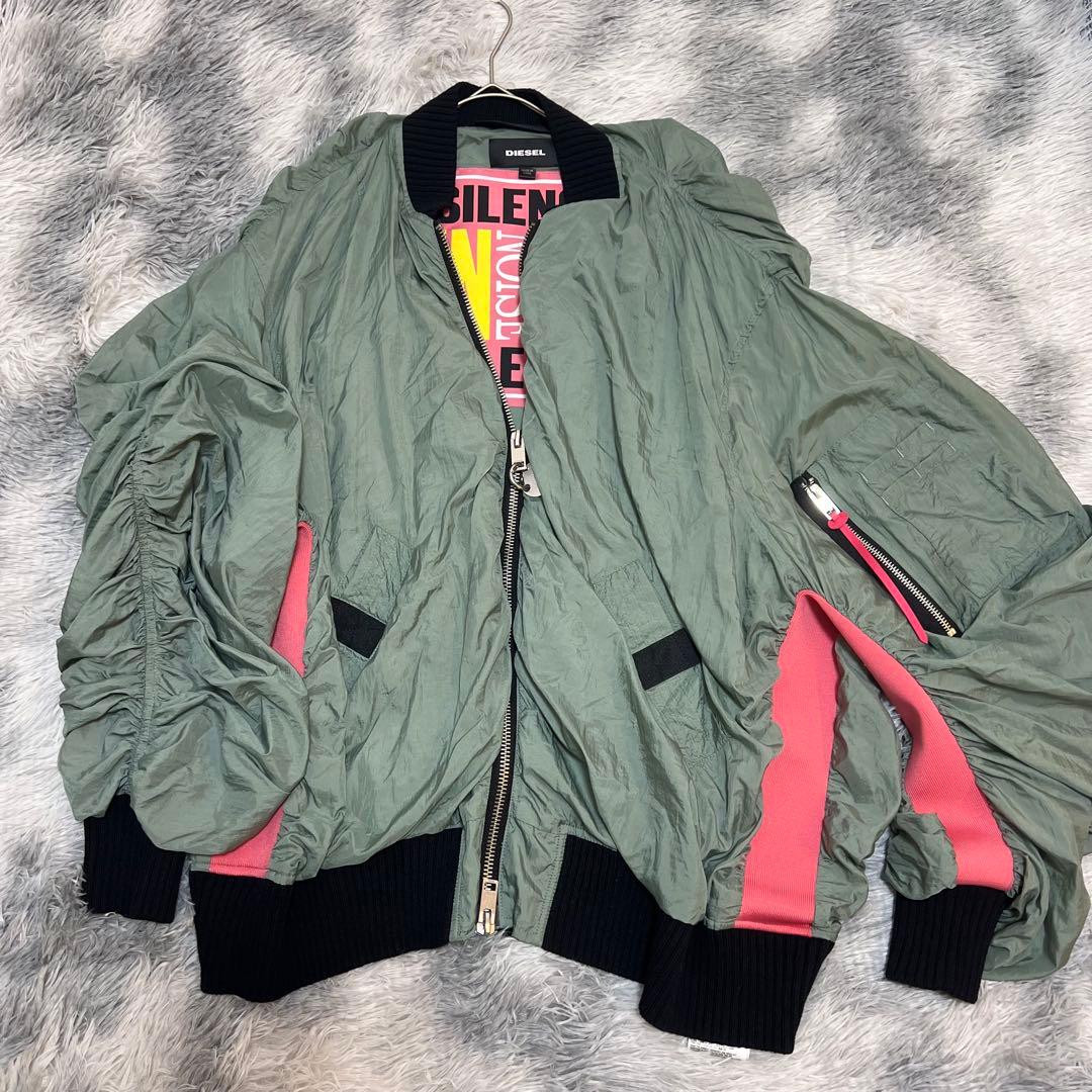 美品 DIESEL ディーゼル MA1 ボンバージャケット カーキ　〜XL