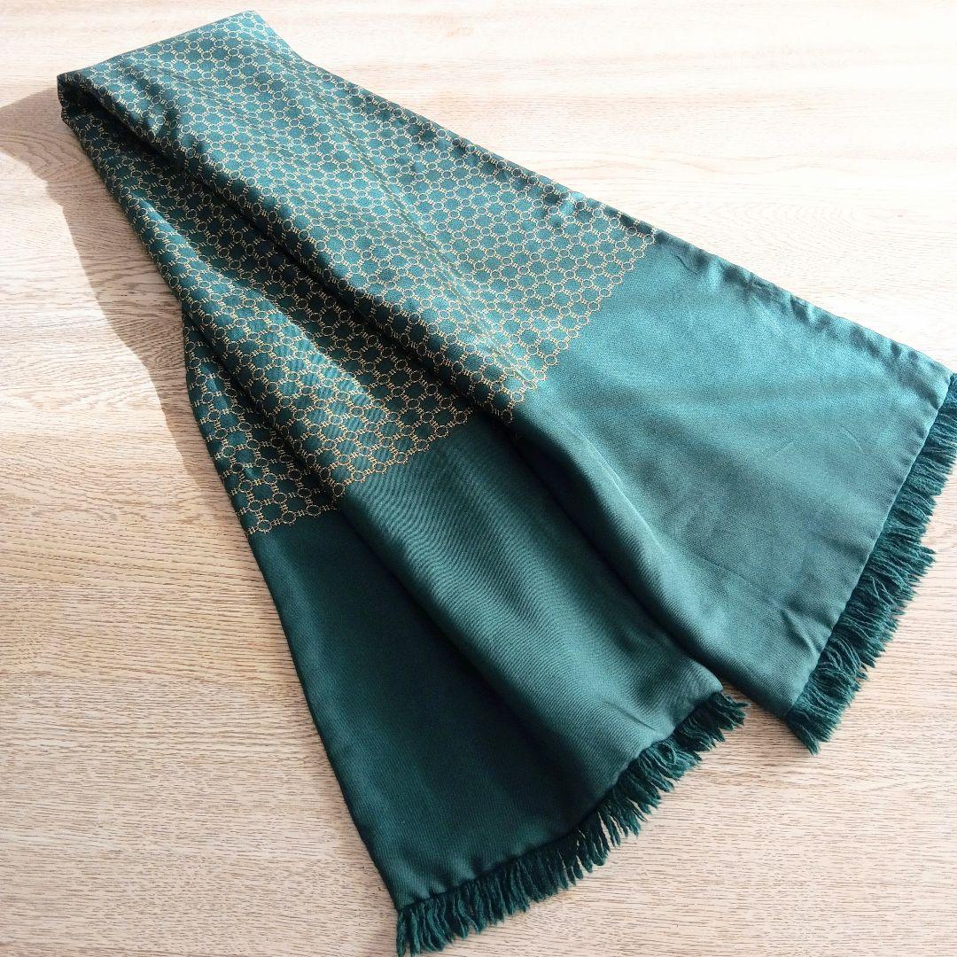 【美品】HERMES リバーシブルマフラー/ストール シルク アンゴラ