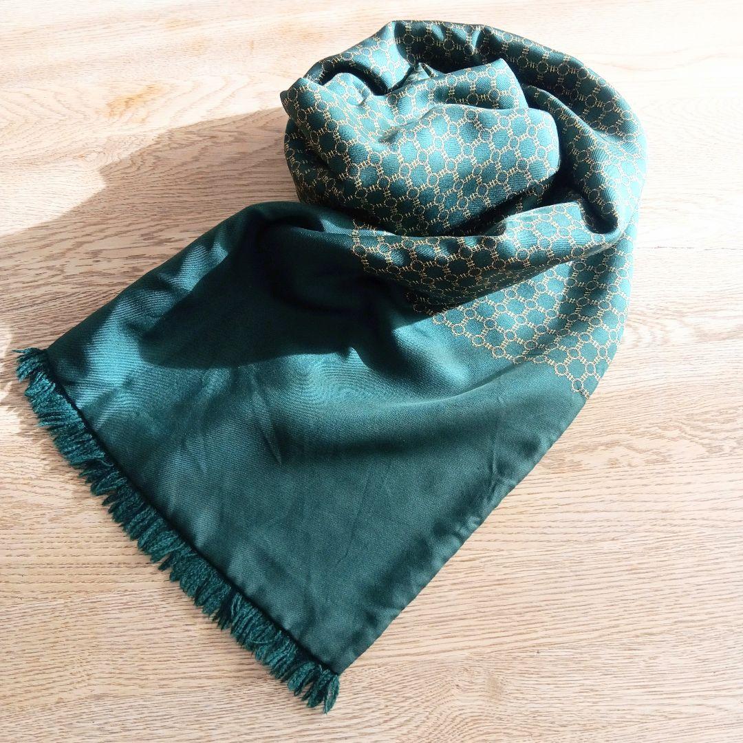 【美品】HERMES リバーシブルマフラー/ストール シルク アンゴラ