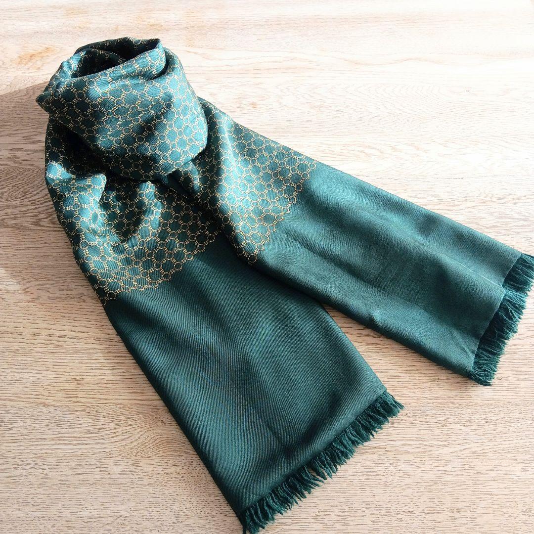 【美品】HERMES リバーシブルマフラー/ストール シルク アンゴラ