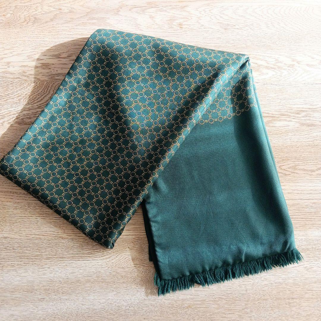 【美品】HERMES リバーシブルマフラー/ストール シルク アンゴラ