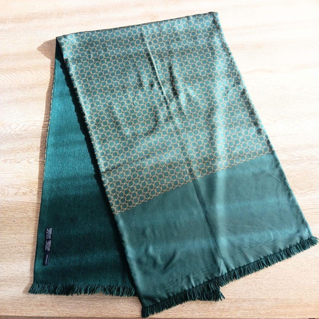 【美品】HERMES リバーシブルマフラー/ストール シルク アンゴラ