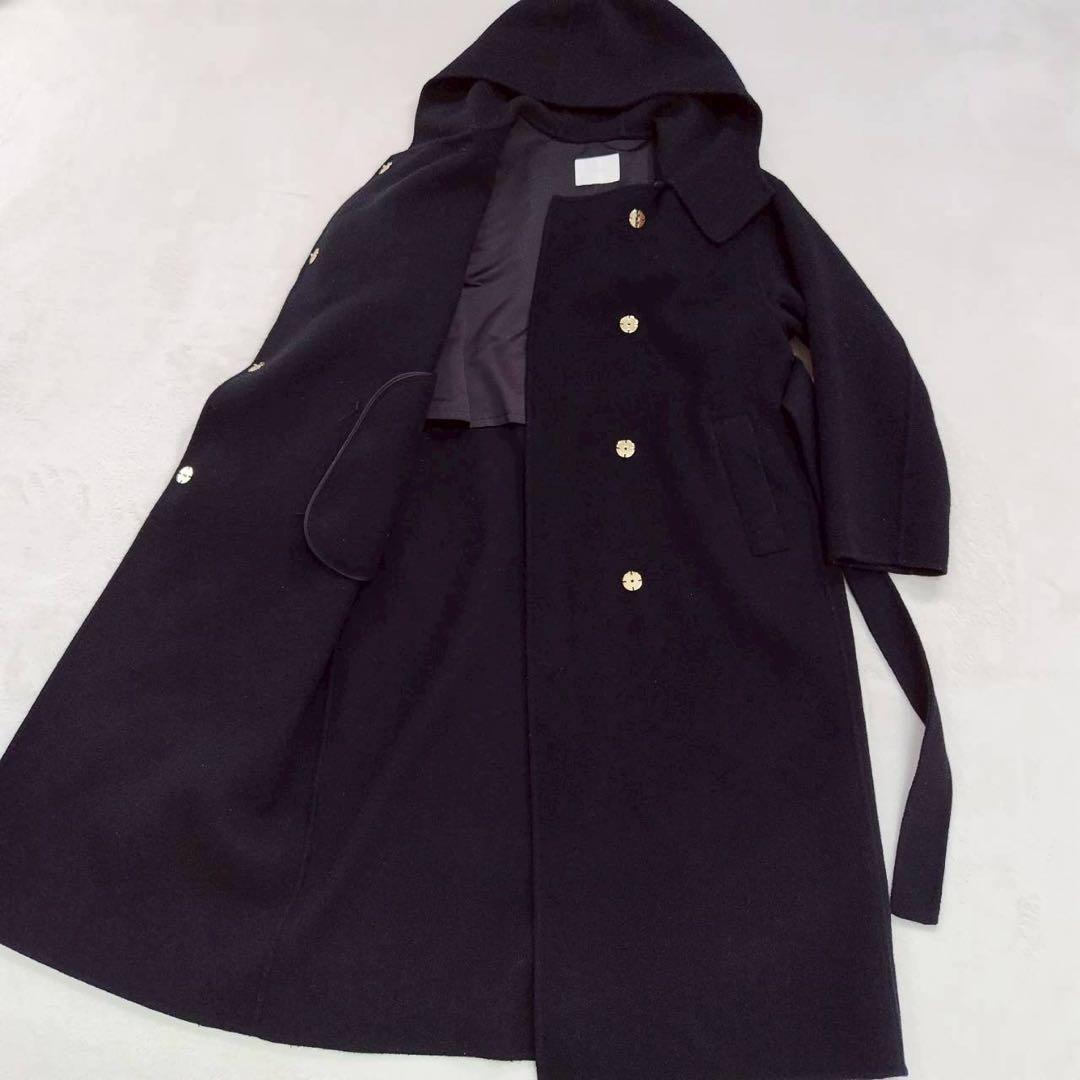 STRATA フーディー リバーロングコート ブラック モード