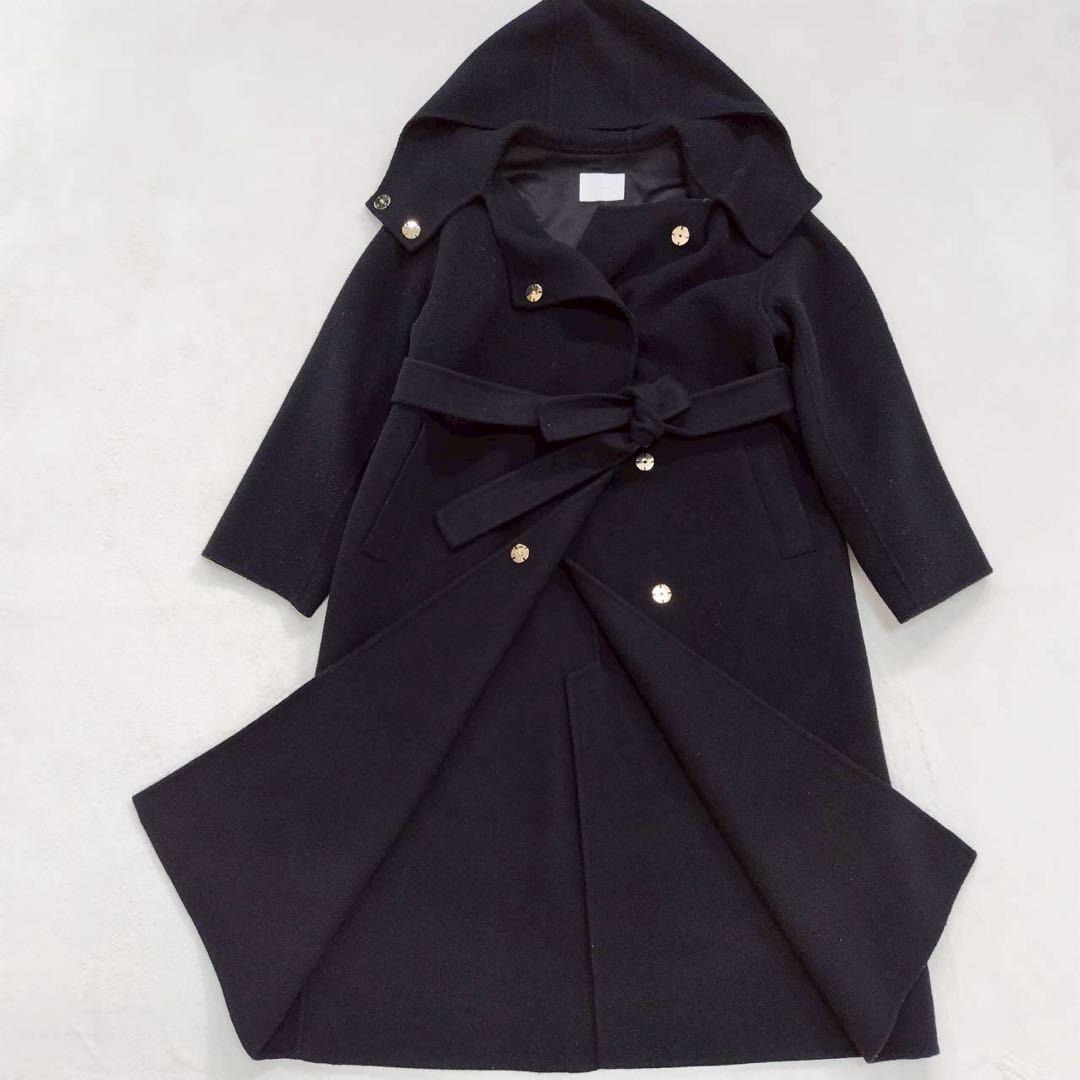 STRATA フーディー リバーロングコート ブラック モード