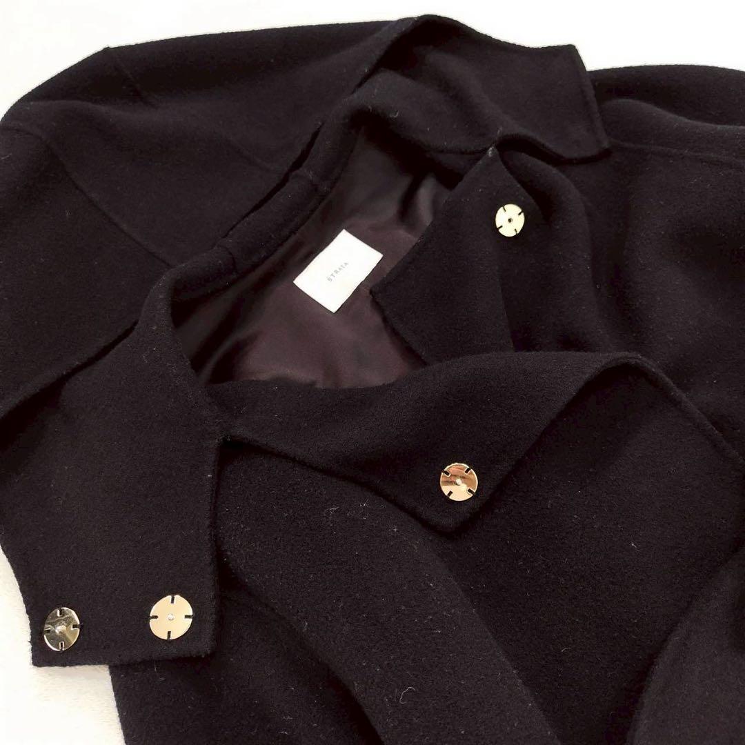 STRATA フーディー リバーロングコート ブラック モード