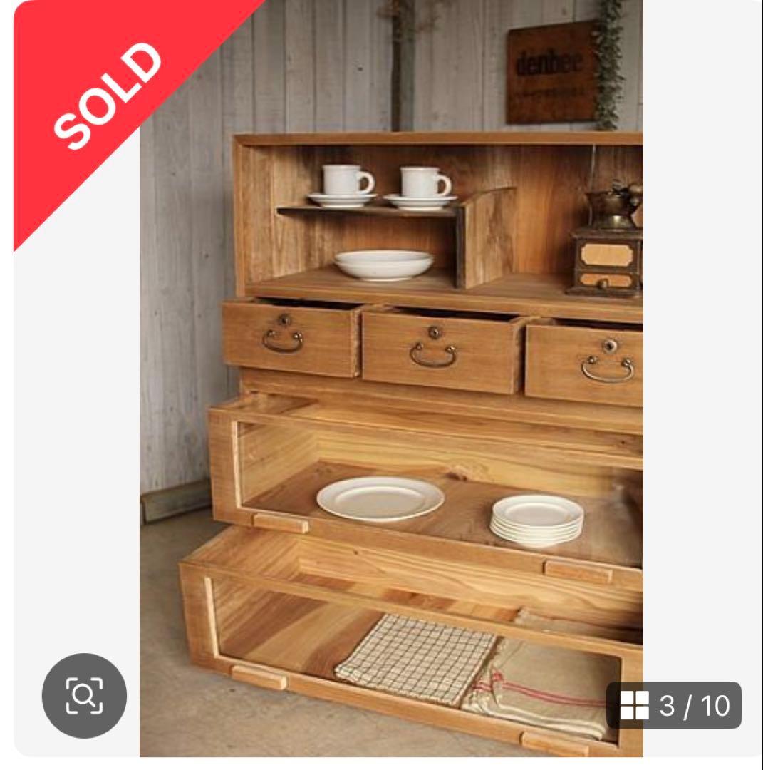 前面ガラス引き出し2段×ガラス戸棚×木製小引き出し3杯　食器棚　シャツケース