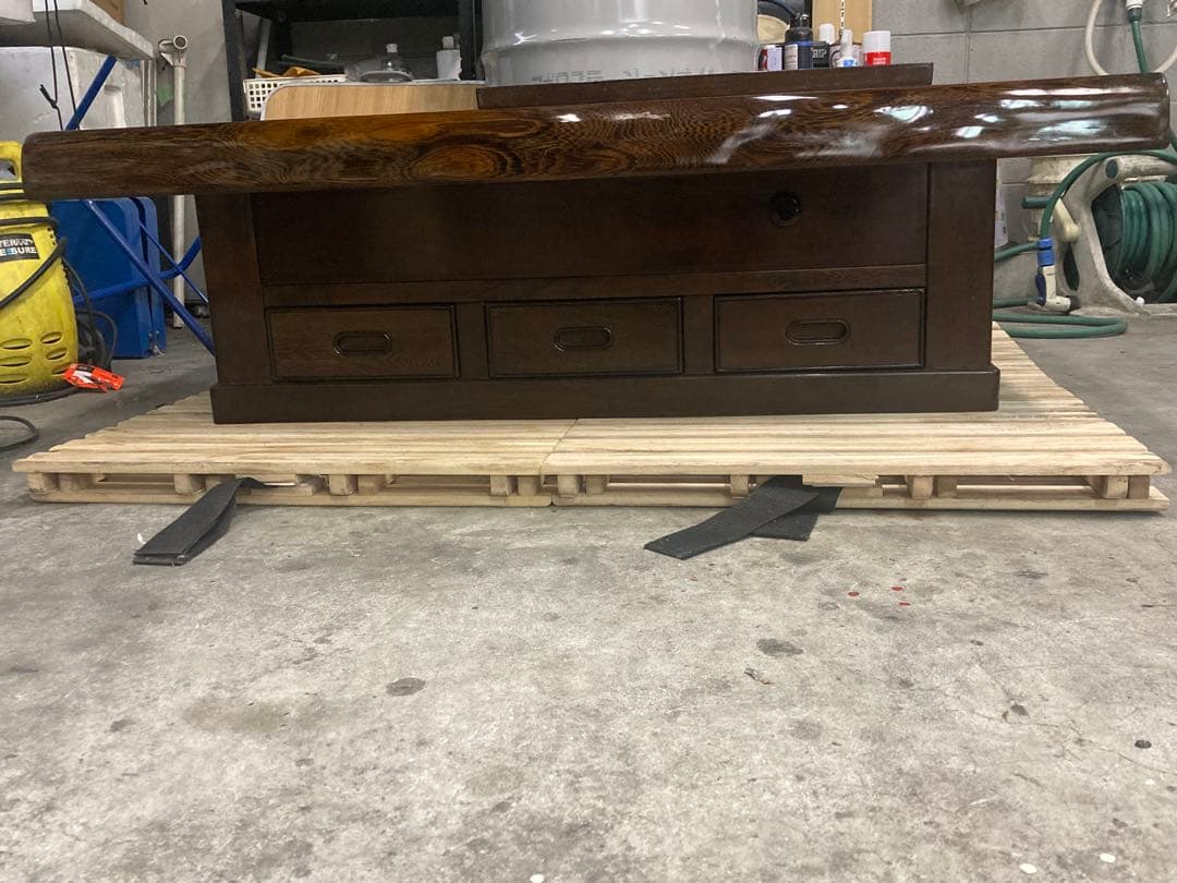 木製火鉢座卓 3引き出し付き