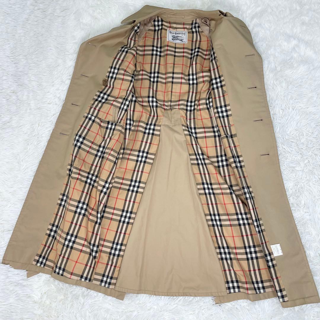 美品 BURBERRY バーバリー トレンチコート ベルト ノバチェック 90年