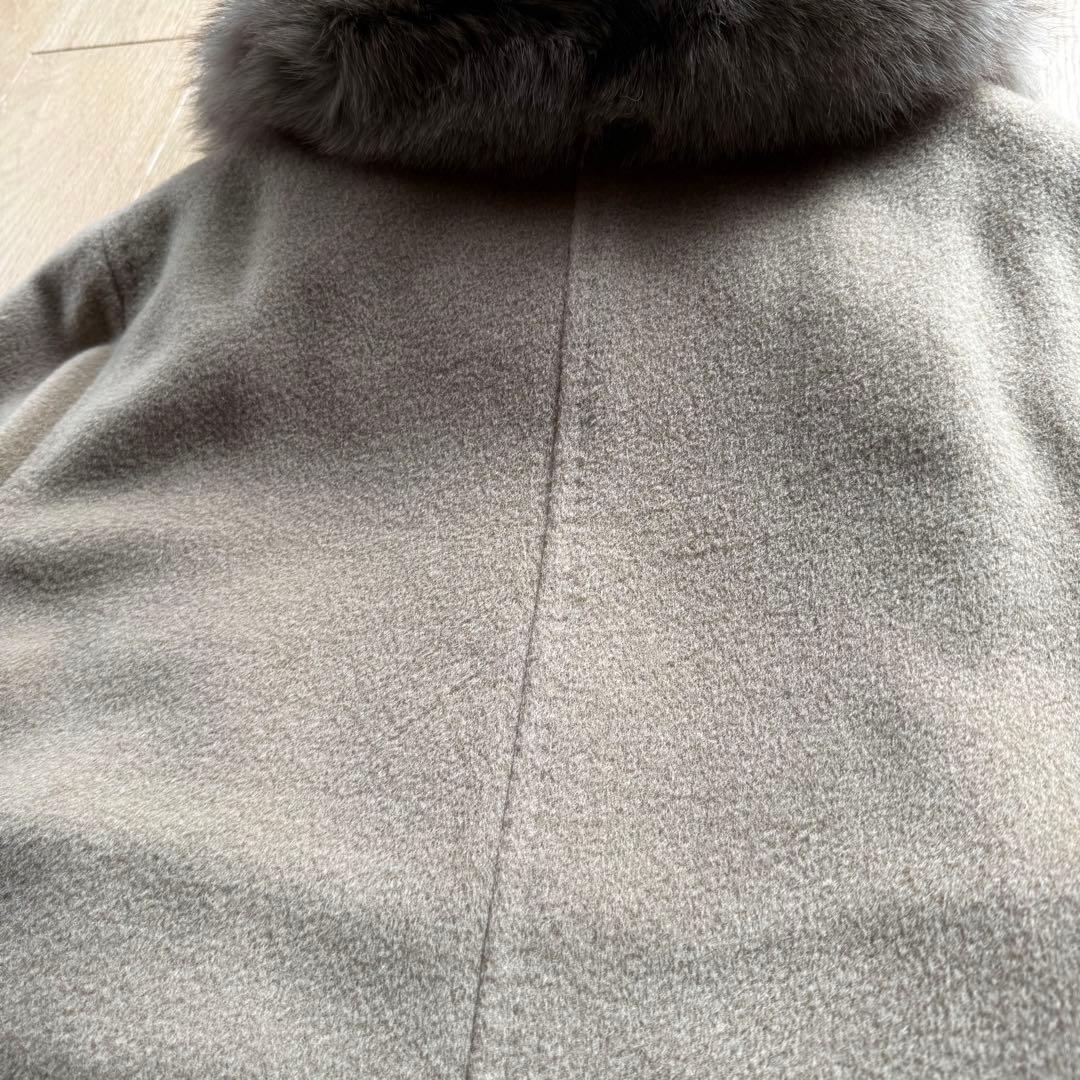 Max Mara マックスマーラ 白タグ ウール カシミヤ コート ファー付