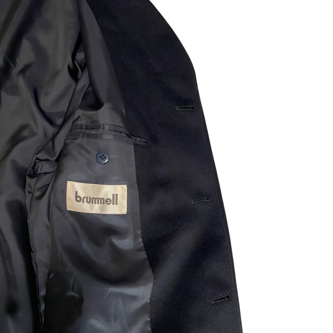 【カシミヤ60%×未使用に近い×日本製】マキシ丈比翼チェスターコート 濃紺 XL